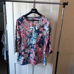 Chico's Floral Blouse - Blue and Pink